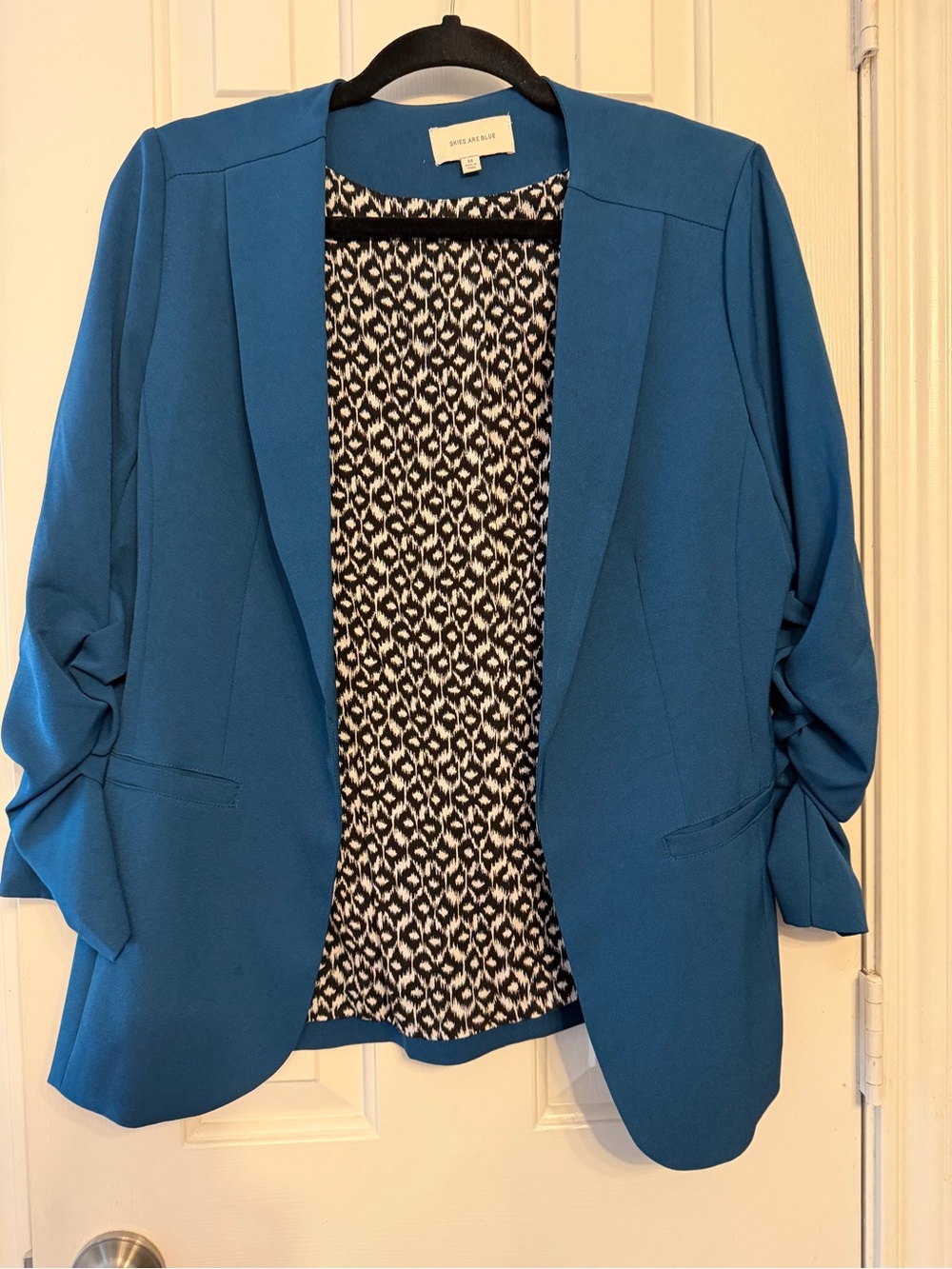 Skies Are Blue Teal Open-Front Women's Blazer